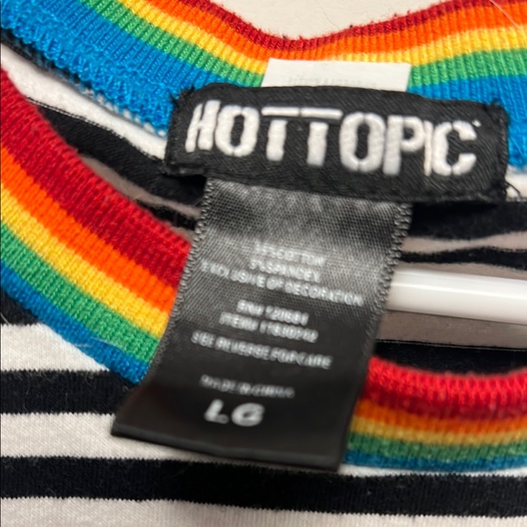 Hot topic Black and White Striped Dress with Rainbow Trim large - Picture 2 of 3